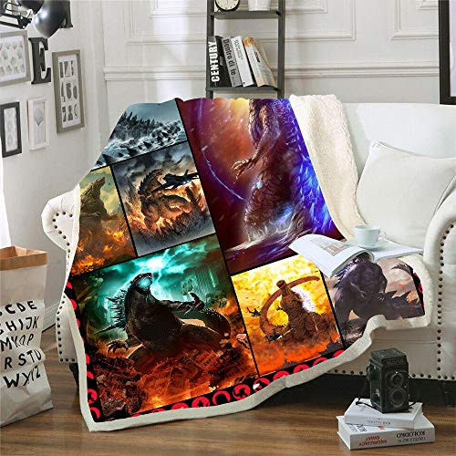 Ultra Soft 3D Godzilla Blanket Quilt Microfiber Plush Sherpa Throw Blankets for Bed Godzilla Printed Quilt Blankets for Kids and Adults Fleece Blanket Bedding  Style3 130cm x 150cm 51 x 59