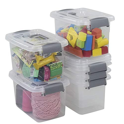 Waikhomes 5L Clear Storage Latch Box Organizing Boxes Plastic 6 Pack Boxes