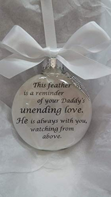 Memorial Christmas Ornament This Feather is a reminder Daddys Unending Love with Angel Wing Charm Memorial Christmas Ornament This Feather is a reminder Daddys Unending Love with Angel Wing Charm