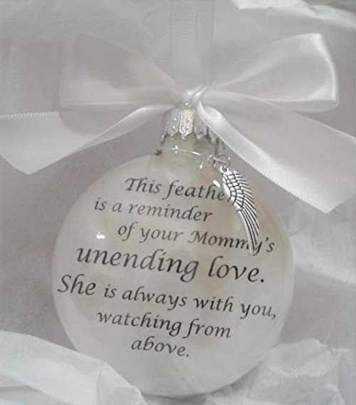 Mommys Unending Love Mom Memorial Christmas Ornament Sympathy Gift with Angel Wing Feather Charm Mommys Unending Love Mom Memorial Christmas Ornament Sympathy Gift with Angel Wing Feather Charm
