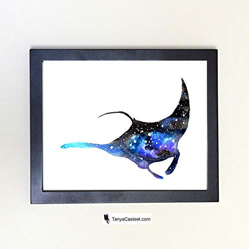 Galactic Manta Ray Cosmic Animal Art Print from Watercolor Painting  3rd style