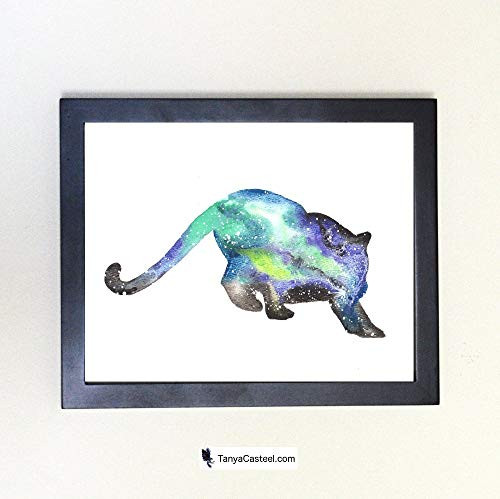 Galactic Puma Cosmic Animal Art Print from Watercolor Painting