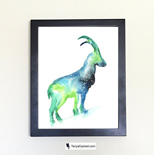 Mountain Goat Galaxy Spirit Animal Art Print from Watercolor Painting Mountain Goat Galaxy Spirit Animal Art Print from Watercolor Painting