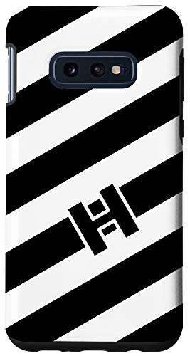Galaxy S10e Monogram Letter H Black and White Striped Case