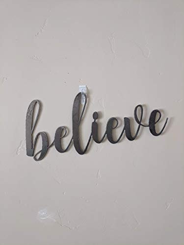 believe - Metal sign 14 inches x 6 inches - Metal wall art Custom Metal Work Cursive Writing