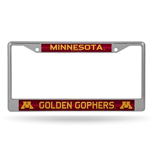 Rico Minnesota Golden Gophers NCAA Sparkly Glitter Bling Look Chrome License Plate Frame Rico Minnesota Golden Gophers NCAA Sparkly Glitter Bling Look Chrome License Plate Frame