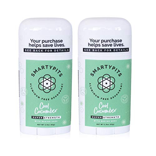 SmartyPits -2 Pack Natural Aluminum-Free Deodorant  with baking soda  Paraben Free Phthalate Free PROPYLENE GLYCOL FREE Not Tested on Animals   2.9oz  Cool Cucumber