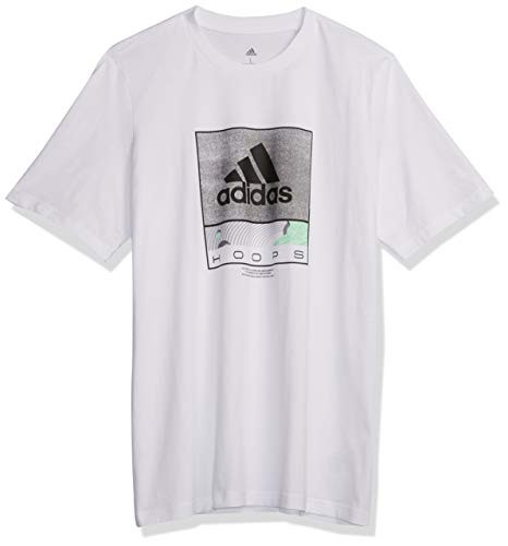 adidas mens Future Hoops Graphic Tee White Small