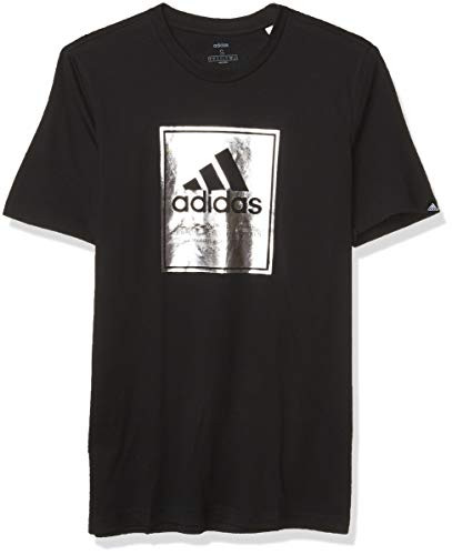 adidas mens Logo Box Foil Tee Black X-Large