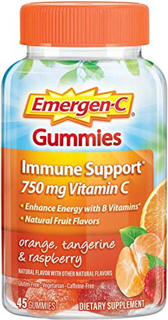 Emergen-C Gummies  Orange Tangerine and Raspberry Flavors  Dietary Supplement with 500 mg Vitamin C Per Serving Gluten Free  Gummies Orange Tangerine and Raspberry 90 Count