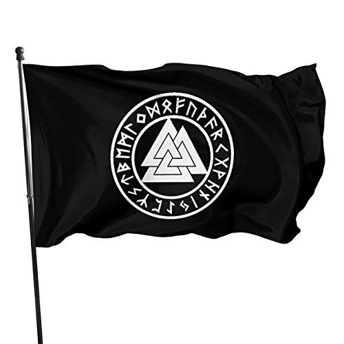 Valknut Rune Circle 3x5 FT American Flag Outdoor Banner Family Banner Garden Banner Black