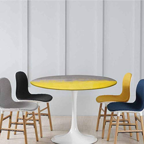 Elastic Tablecloth Grunge Street Style Painting Brush Print Ombre Design Illustration Waterproof Anti-Slip Round Table Cloth No Fabric Draping Down for Puppy to Grab Dimgray Yellow Diameter - 31 Inch