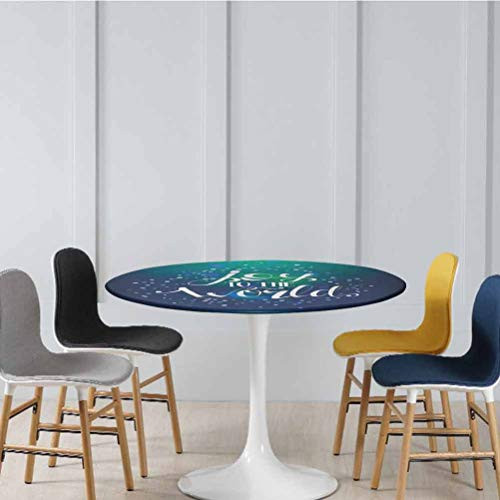 ThinkingPower Round Table Cover Christmas Lettering Dotted Blurred Background Joy to The World Calligraphy Modern Round Tablecloth Table Cloth No Fabric Draping Down for Puppy to Grab - 31 Inch