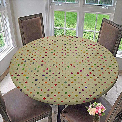 Tablecloths Vintage Style Traditional Polka Dots Pattern Classic Vibrant Design Illustration Event Stretchable Tablecloth No Fabric Draping Down for Puppy to Grab Multicolor Diameter - 31 Inch