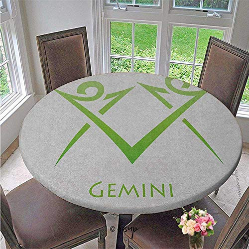 ThinkingPower Elasticized Tablecloth Illustration of Simplistic Lines Abstract Human Figures in Fitted Elastic Edged Table Cover No Fabric Draping Down for Puppy to Grab White Diameter - 31 Inch