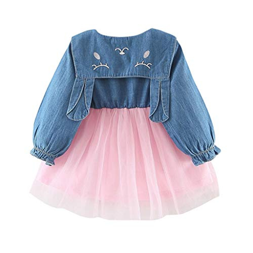 Swyss Toddler Baby Girl Dress Doll Collar Rabbit Ear Denim Patchwork Pink Tulle Tutu Princess Wedding Dress Skirt Outfit Swyss Toddler Baby Girl Dress Doll Collar Rabbit Ear Denim Patchwork Pink Tulle Tutu Princess Wedding Dress Skirt Outfit