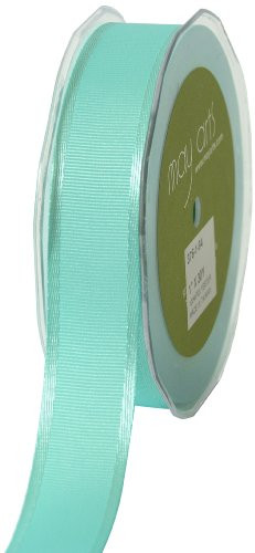 May Arts 1-Inch Wide Ribbon, Turquoise Grosgrain with Satin Edge