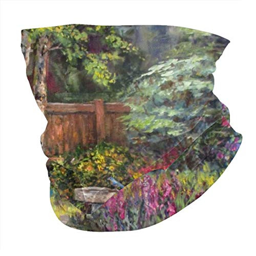Roupaze Adult Neck Warmer Gaiters Bandana Love Birds Painting Garden Balaclava Scarf Cap Hairband with Inner Pocket 2 Pcs Black