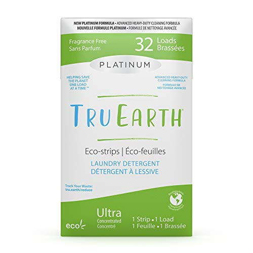 Tru Earth Platinum Hypoallergenic Eco-friendly  and  Biodegradable Plastic-Free Heavy Duty Laundry Detergent Eco-Strips for Sensitive Skin  32 Loads Fragrance-Free