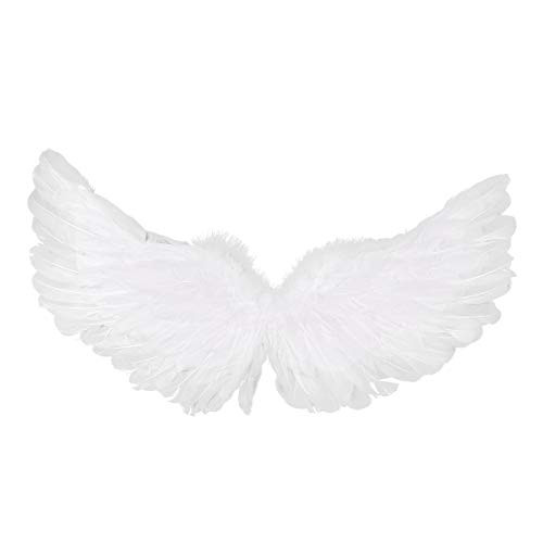 CHICTRY White Angel Wings Real Feather Fairy Costume for Christmas Halloween Masquerade Carnival Holiday Cosplay Costume Type B M