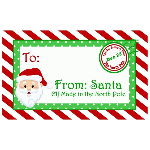 Santa Claus North Pole Christmas Gift Tags Set of 24 Stickers