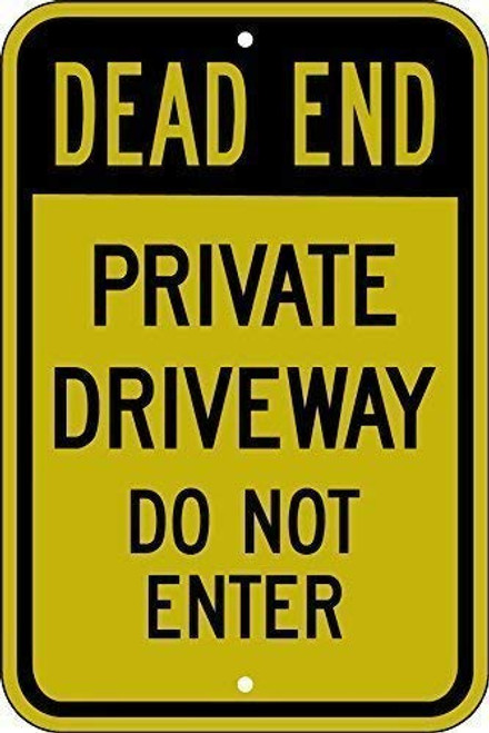 Tengss Funny Yard Decorative Signs for Outdoors Home Metal Wall Sign Safety Sign Reflective Sign Dead End - Private Driveway Do Not Enter 20x30cm Metal