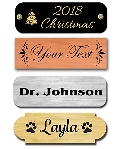 0.5 inch  H x 1.5 inch  W Brass Nameplates Metal Plate Personalized Custom Engraved Tag Name Plaque Square or Round Corners Made in USA  Satin Brass