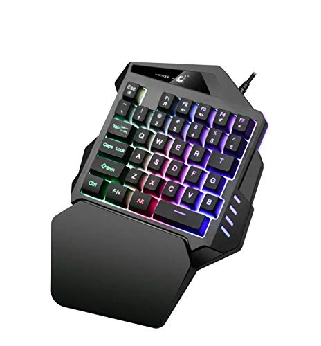 Eboxer One Handed Mechanical Gaming Keyboard RGB Backlit 35 Keys Portable Mini Gaming Keypad Ergonomic Professional Gaming Keypad for PC PS4 Xbox Gamer