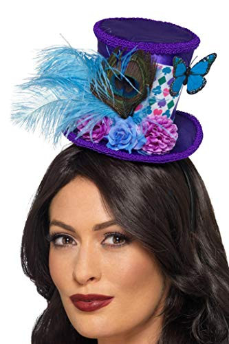 Smiffys 48887 Mad Hatter Mini Feather Hat Women Purple