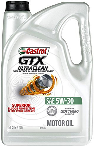 Castrol 03096 GTX ULTRACLEAN 5W-30 Motor Oil, 5 Quart