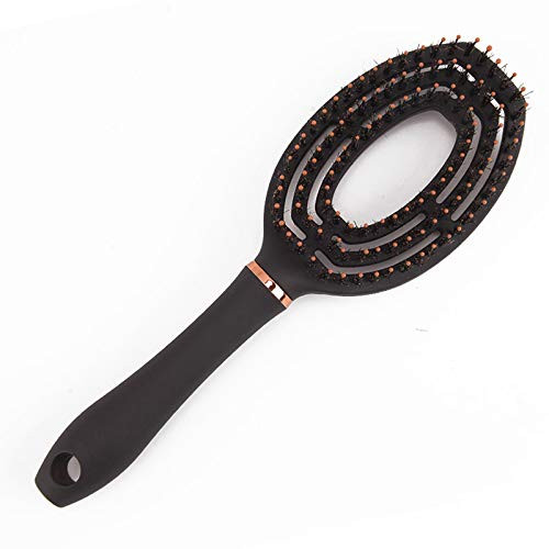 Flair Brush Boar Bristle  and  Nylon Pin Detangling Curved Vent Hair Brush with Soft Touch Handle