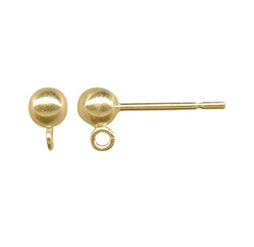 10 pairs 14k Gold Plated 925 Sterling Silver Ear Stud Earring Posts 4mm Ball with Loops Earnut Safety Clutches Backs SS19-4