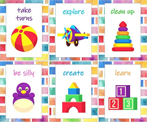Playroom Decor - Play Room Rules Wall Art Prints - 8x10 - Unframed