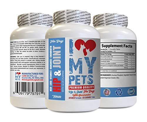 I LOVE MY PETS LLC Joint Care for Dogs Soft Chews - Dog Hip and Joint Support - MAX Strength Formula Chews - chondroitin Dogs - 120 Treats 1 Bottle I LOVE MY PETS LLC Joint Care for Dogs Soft Chews - Dog Hip and Joint Support - MAX Strength Formula Chews - chondroitin Dogs - 120 Treats 1 Bottle