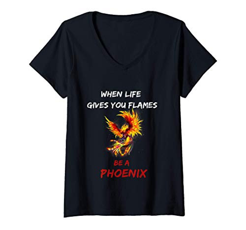 Womens Phoenix Rising Inspiration Motivation Quote Gift V-Neck T-Shirt