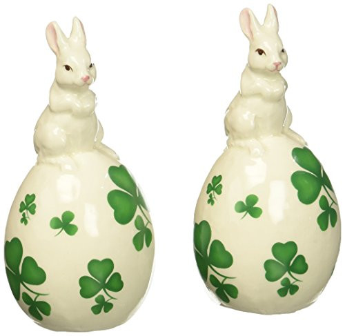 Cosmos Gifts 20790 Shamrock Bunny Salt and Pepper Shakers