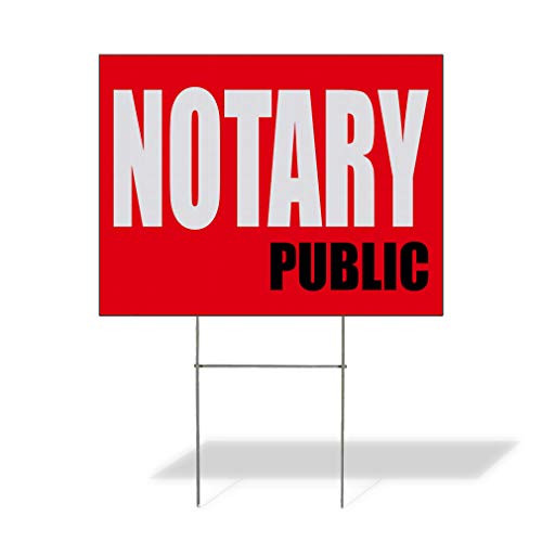 Plastic Weatherproof Yard Sign Notary Public Business Style U Yellow One Side 18inx12in