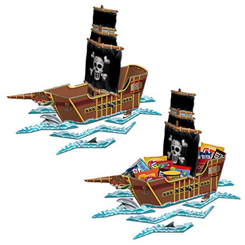 Beistle S54597AZ2 Pirate Ship Centerpiece, Multicolored