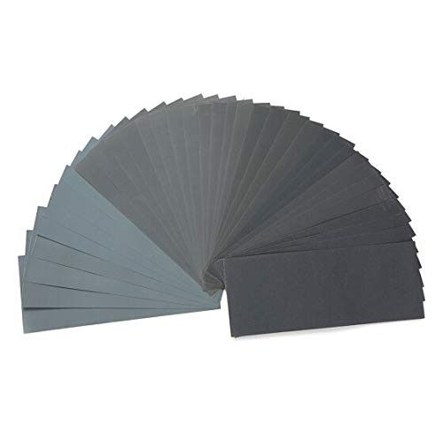 42Pcs Sandpaper 120 to 3000 Grit Abrasive Paper Sheets for Car Polishing Wood Furniture Finishing and Metal Sanding Dry or Wet Sanding 9 x 3.6 Inchs
