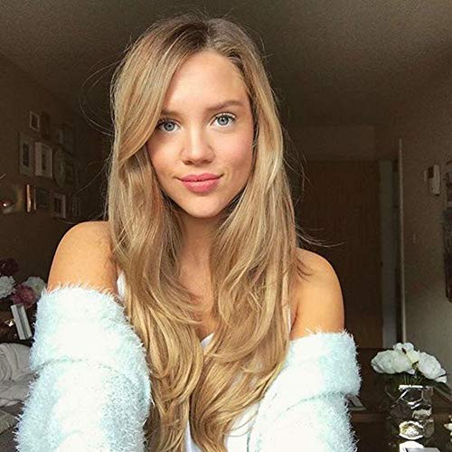 Ombre Blonde Lace Front Wigs for Women Long Wavy Synthetic Wig Heat Resistant Ombre Wavy Wig with Brown Roots Ombre Blonde Lace Front Wigs for Women Long Wavy Synthetic Wig Heat Resistant Ombre Wavy Wig with Brown Roots