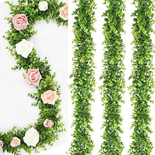Artiflr Artificial Vines Faux Eucalyptus Garland 4 Pack Fake Eucalyptus Greenery Garland Wedding Backdrop Arch Wall Decor  4pc Eucalyptus Garland