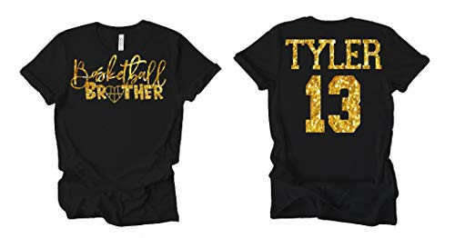 Basketball Brother Custom Glitter Shirt Custom Name and Number on back of shirt Basketball brother shirt you pick your color Personalized Sports fan shirt brothers Personalized Basketball Shirt