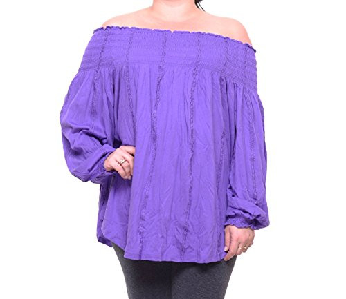 Lauren Ralph Lauren Womens Smocked Off-The-Shoulder Top  Purple XL