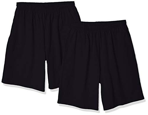 Soffe Mens Classic Cotton Pocket Short Black  2 Pack  Small