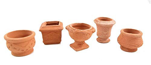 Melody Jane Dollhouse Terracotta Plant Pot Set Shaped Roman Urns 1 12 Garden Accessory