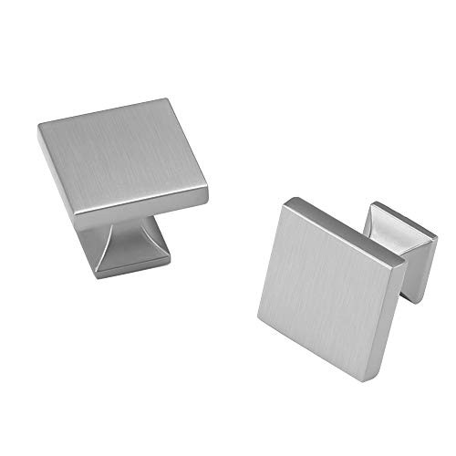 10 Pack homdiy Brushed Nickel Cabinet Knobs Dresser Knobs -LS6785SNB Solid Square Drawer Knobs Brushed Nickel Knobs for Dresser Drawers Kitchen Cabinet Hardware