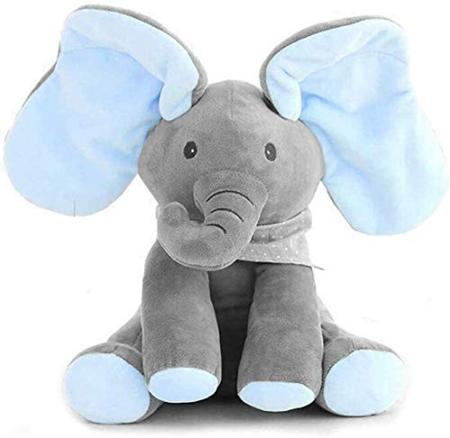 Peek A Boo Elephant Animated Talking Singing Elephant Plush Toy Baby Animated Elephant Plush Cute Toys Gift Stuffed Doll for Baby Tollders Kids Boys Girls Gift  Blue