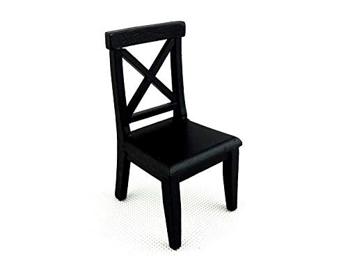 Melody Jane Dolls Houses Black Cross Buck Side Chair Miniature Kitchen Dining Furniture