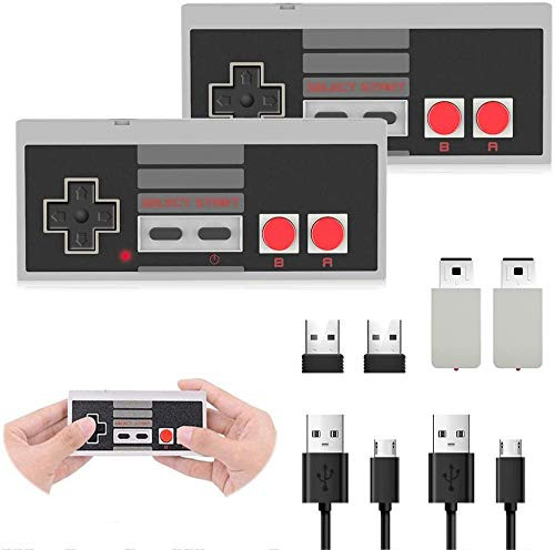 Wireless Game Controller for NES Classic Mini Edition  2 Pack  2.4G Wireless Rechargeable Gamepad with Receiver Compatible with Nintendo NES SNES Classic Console Game System