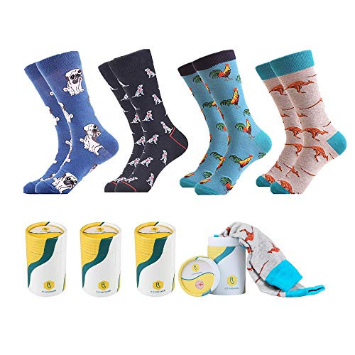 CitySokken Fun Socks for Men - Crew Socks Mens Dress Socks Colorful - Funny Animal Socks 4 Pack  Wild-1_b